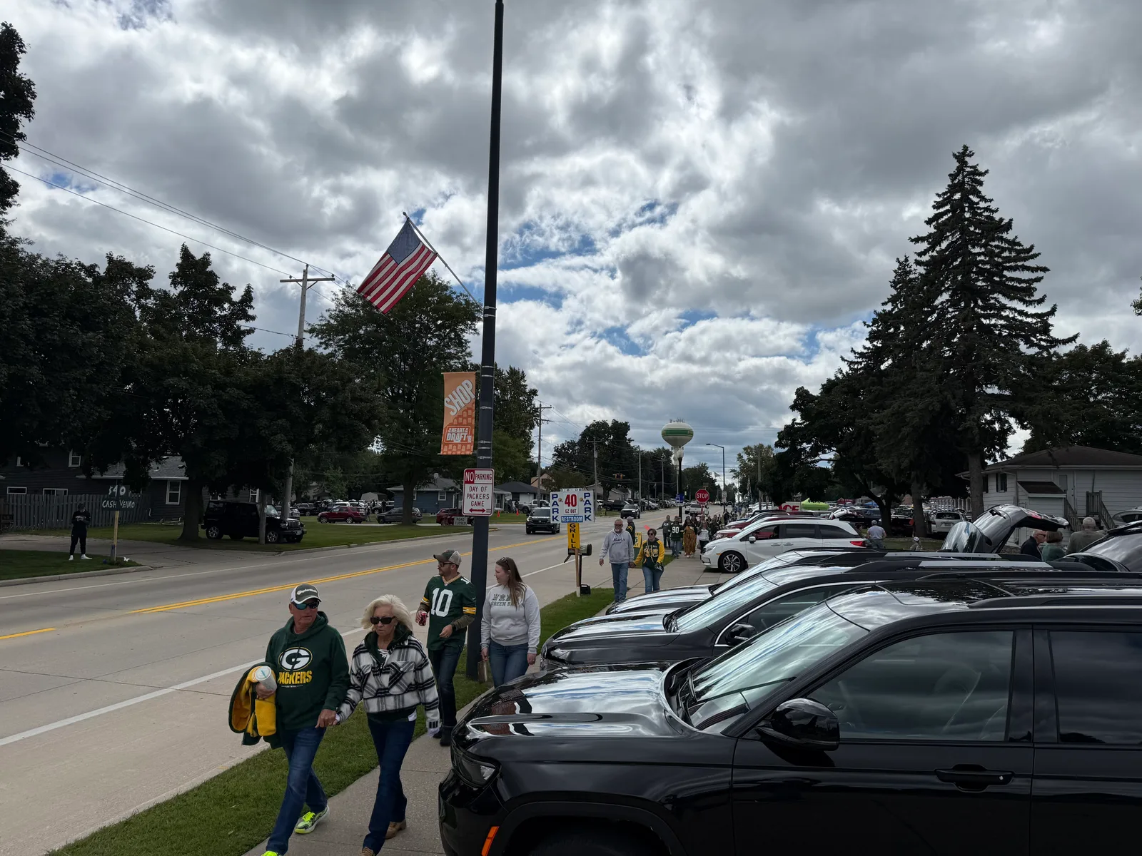 Fans walking to Lambeau Field on game day
