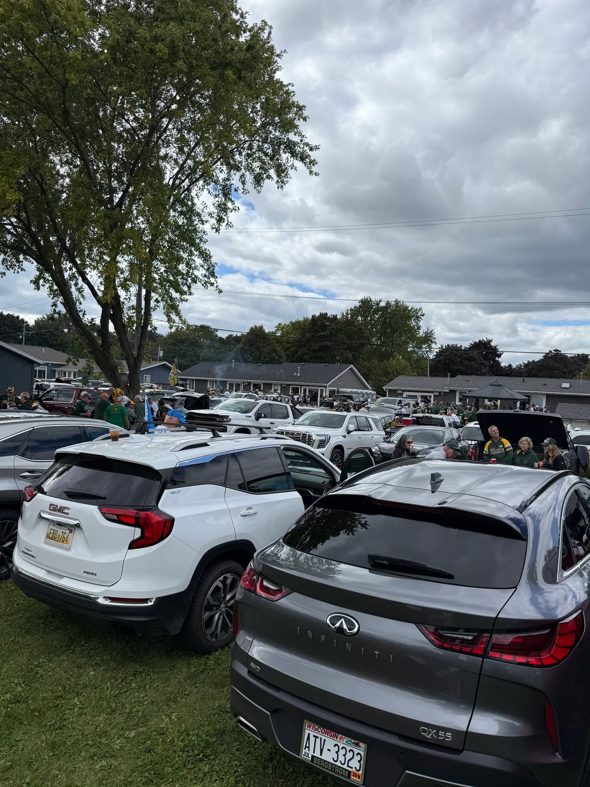 Packed yard parking near Lambeau Field