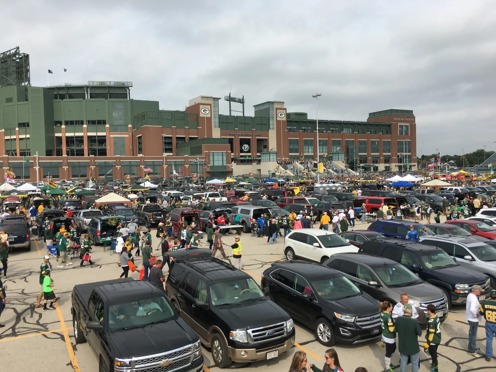 Lambeau Field parking lots on game day